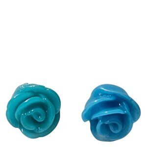 Elegant Blue Carved Rose Stud Earrings Floral Classic Minimalist Fashion Jewelry